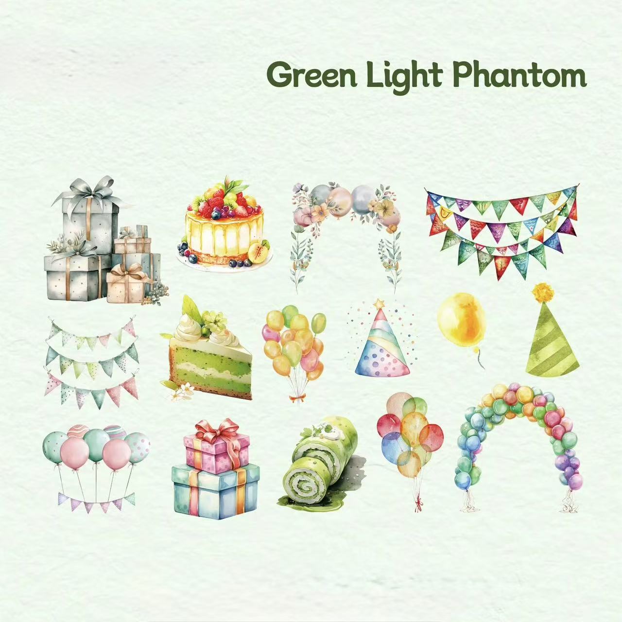 Green Light Phantom PET Stickers 30pcs