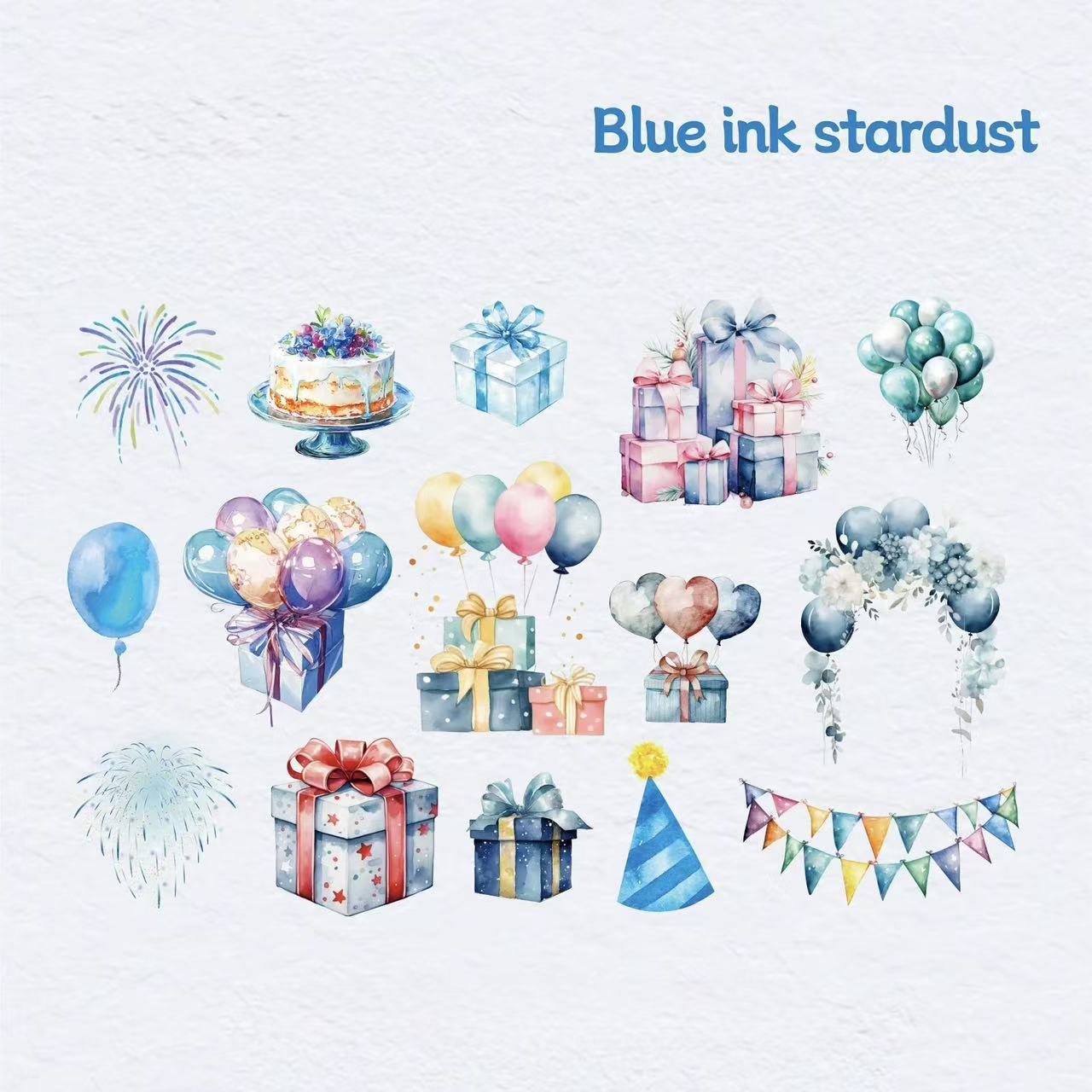 Blue Ink Stardust PET Stickers 30pcs