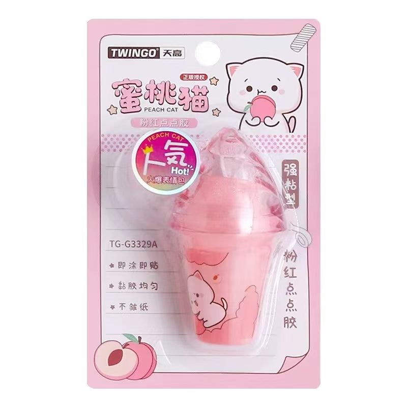 Stationery - Peach Cat Double Sided Glue Tape 5mmx5m Assorted - Goodie Goodie