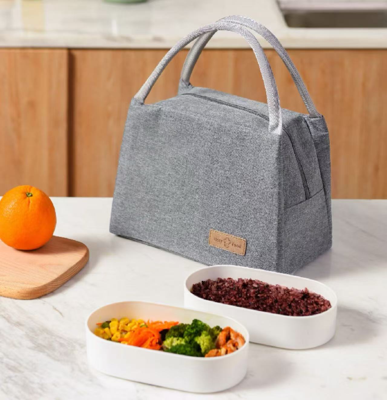 Insulated Lunch Box Bag 27x19x16cm - Gray