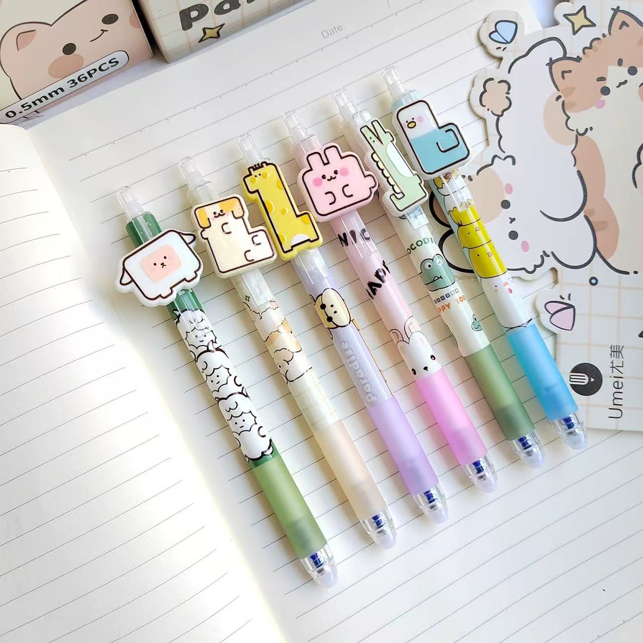 Animal Paradise Erasable Pen 0.5mm Blue Ink Assorted