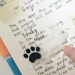 Cat Paw Starlight Transparent Sticky Notes 75x75mm 50sheets Assorted