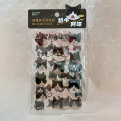 Cat Head Sticker 3 sheets Black