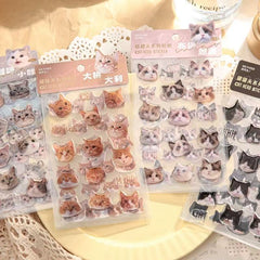 Cat Head Sticker 3 sheets Orange