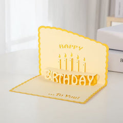 3D Birthday Card with Envelope 13x15.5cm Yellow