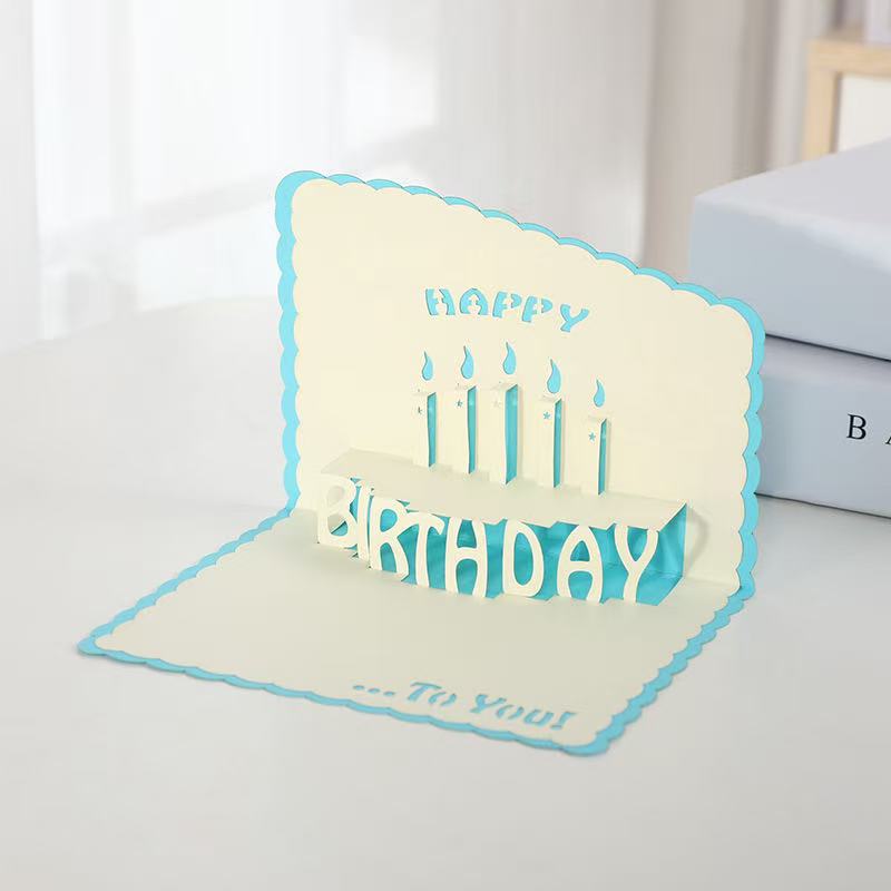 3D Birthday Card with Envelope 13x15.5cm Blue