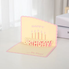 3D Birthday Card with Envelope 13x15.5cm Pink