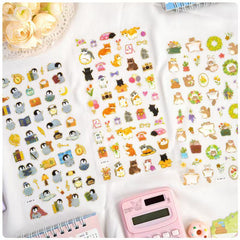 Cute Animal PVC Waterproof Stickers Assorted