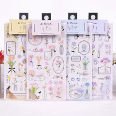 BLOOMING FLOWERS PVC Waterproof Sticker 2 sheets Assorted