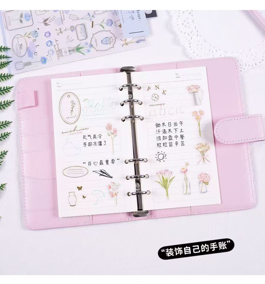BLOOMING FLOWERS PVC Waterproof Sticker 2 sheets Assorted