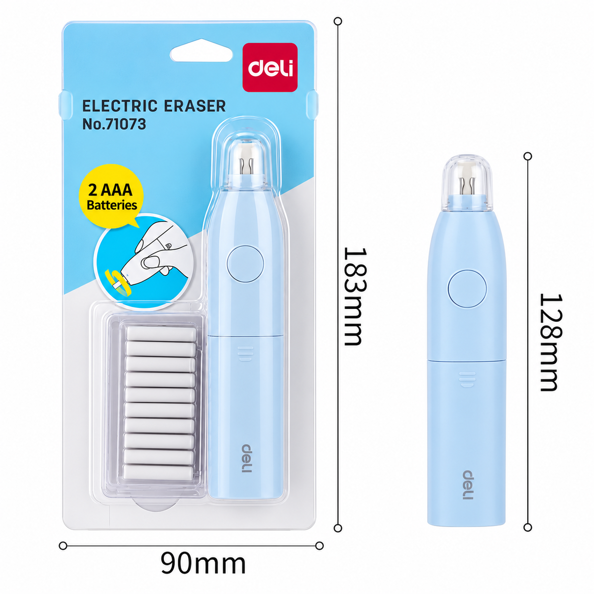 Deli Electric Eraser with 10 Refills-Blue