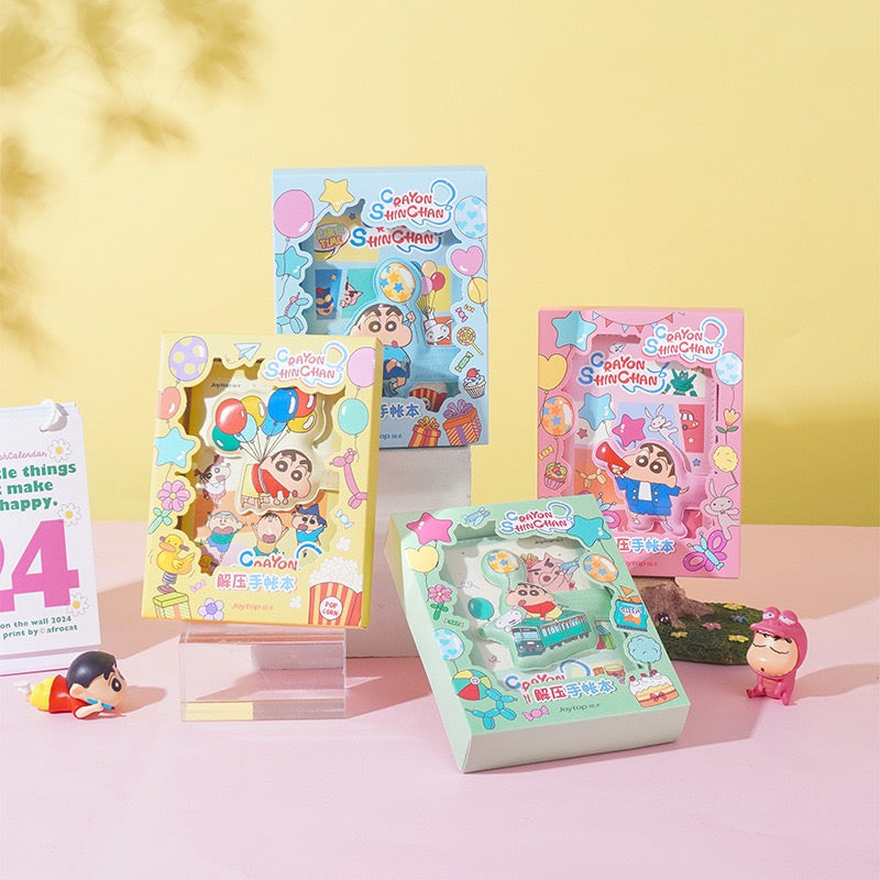 Shin-chan Stress-Relief Foam A6 Notebook with Magnetic Clip