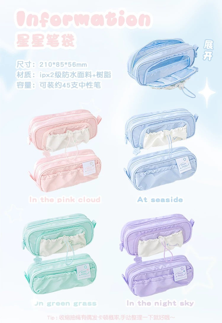 Stationery - Rosyposy Pencil Case Blue 80*80*200mm Purple - Goodie Goodie