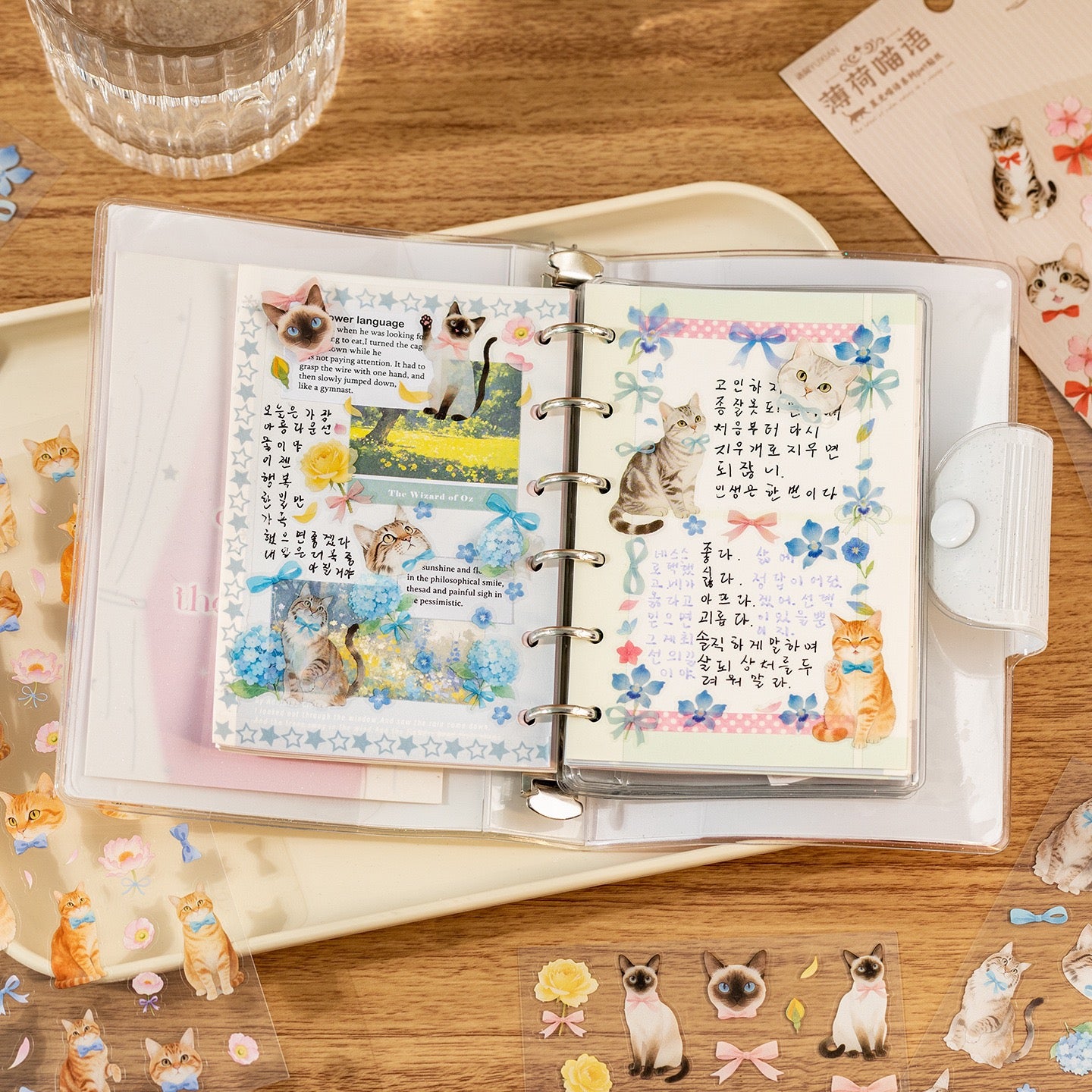 Sweet Cat & Floral PET Waterproof Stickers 2 Sheets #4