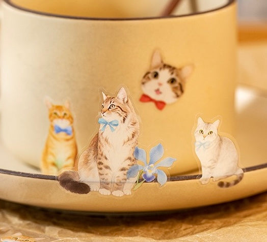 Sweet Cat & Floral PET Waterproof Stickers 2 Sheets #2