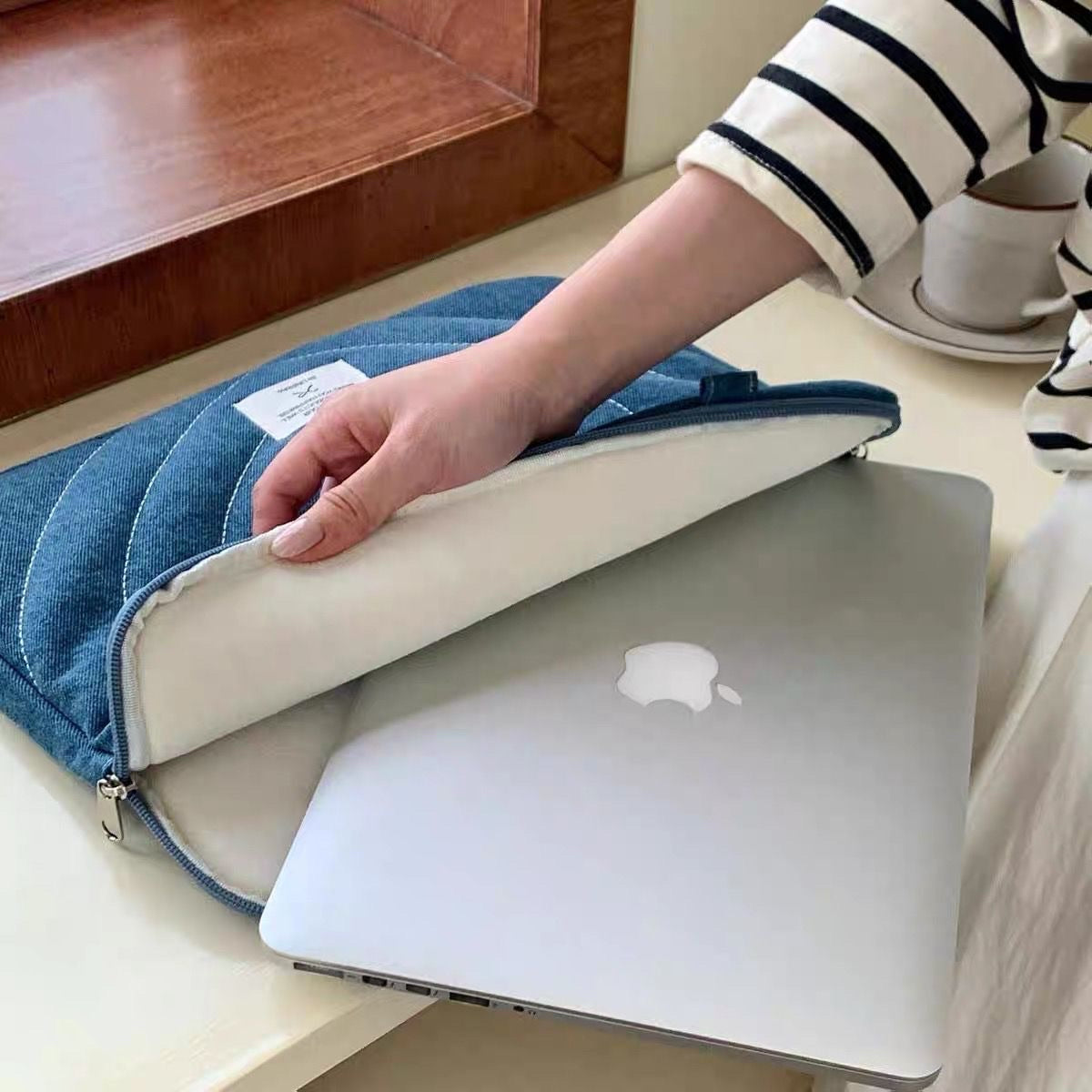 Laptop Bag 15.6 inch Denim Love Heart