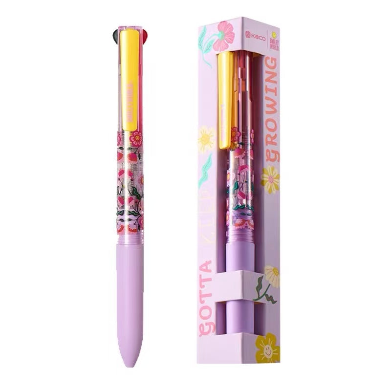 Stationery - Kaco Smiley World  3-in-1 Black/Red Gel Pen 0.5mm / Mechanical Pencil 0.5mm Purple - Goodie Goodie