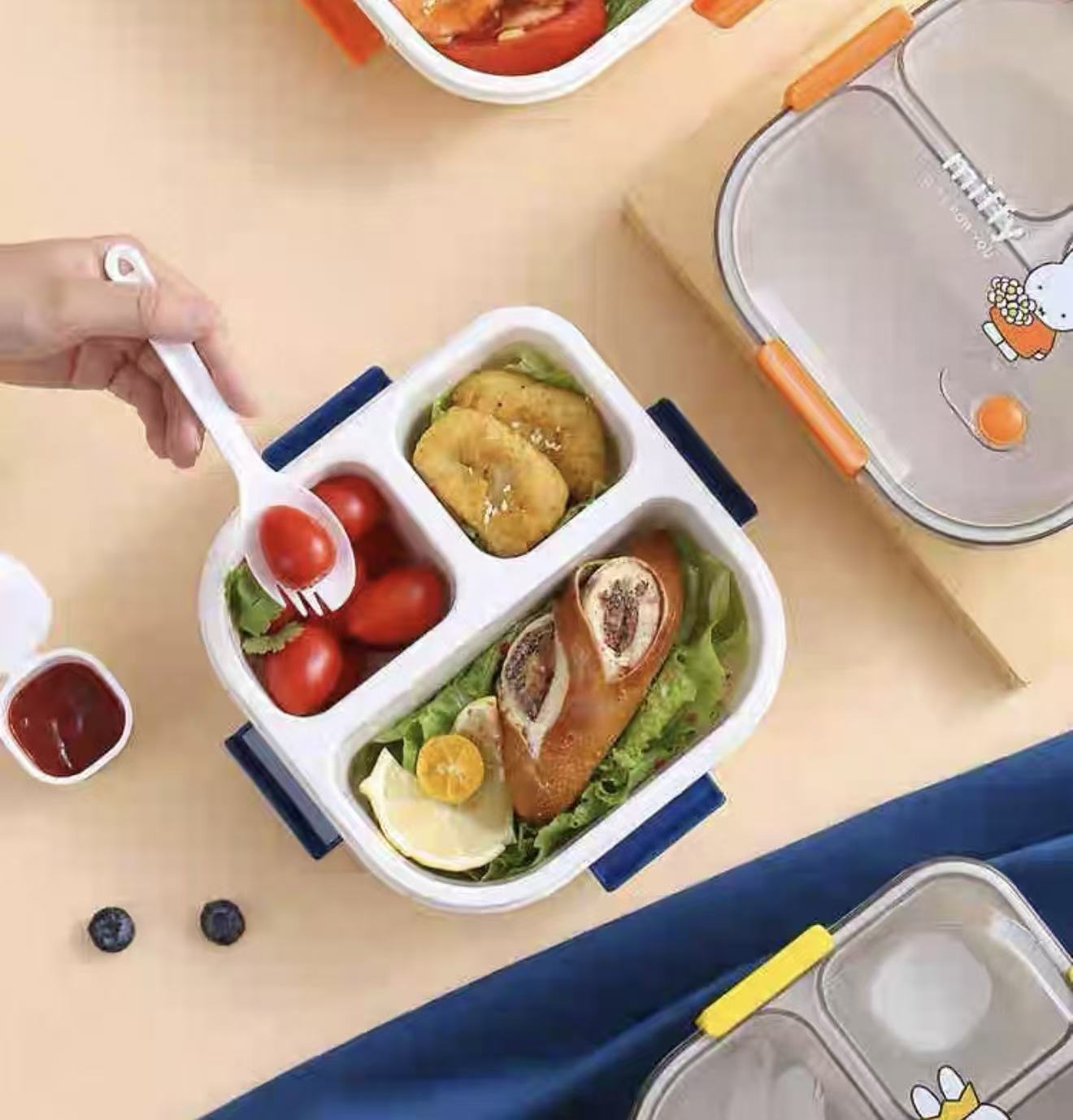 Lunch Boxes & Bags - Miffy Square Bento Lunchbox – 1100ml Blue - Goodie Goodie