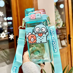 Bottles & Cups - Sanrio Double Lids Plastic Water Bottle 520ml - Hangyodon - Goodie Goodie