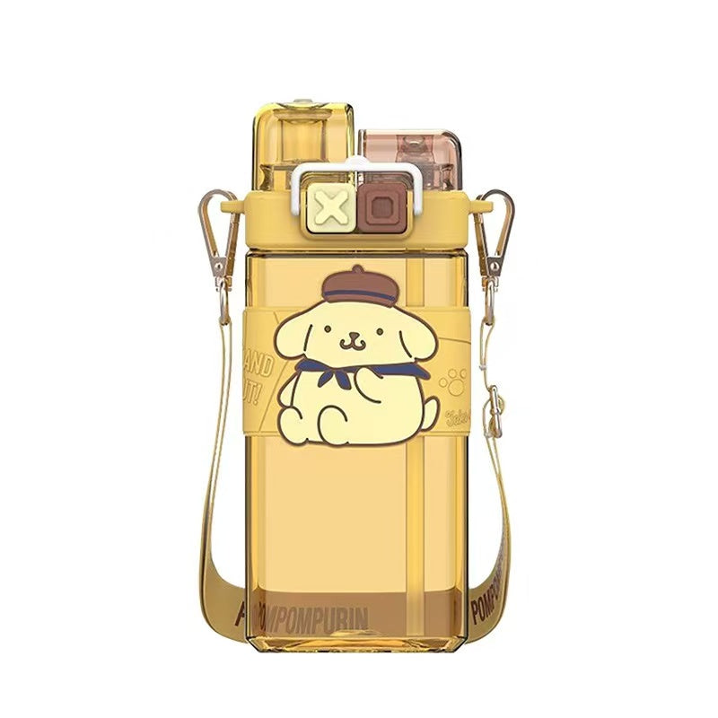 Bottles & Cups - Sanrio Double Lids Plastic Water Bottle 520ml - Pompompurin - Goodie Goodie