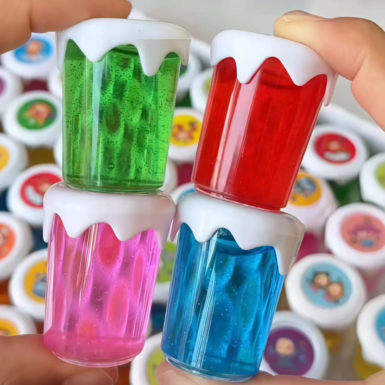 Glittery Colour snowflake Cup mini Slime Assorted