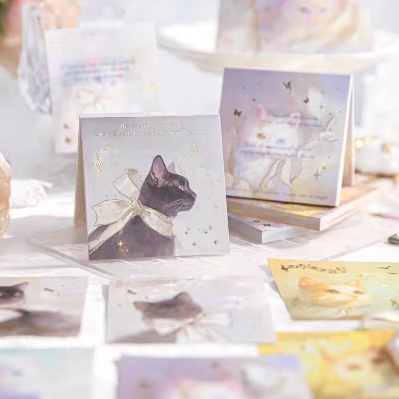 Elegant cat Gold Foil Notepads 30 sheets Assorted