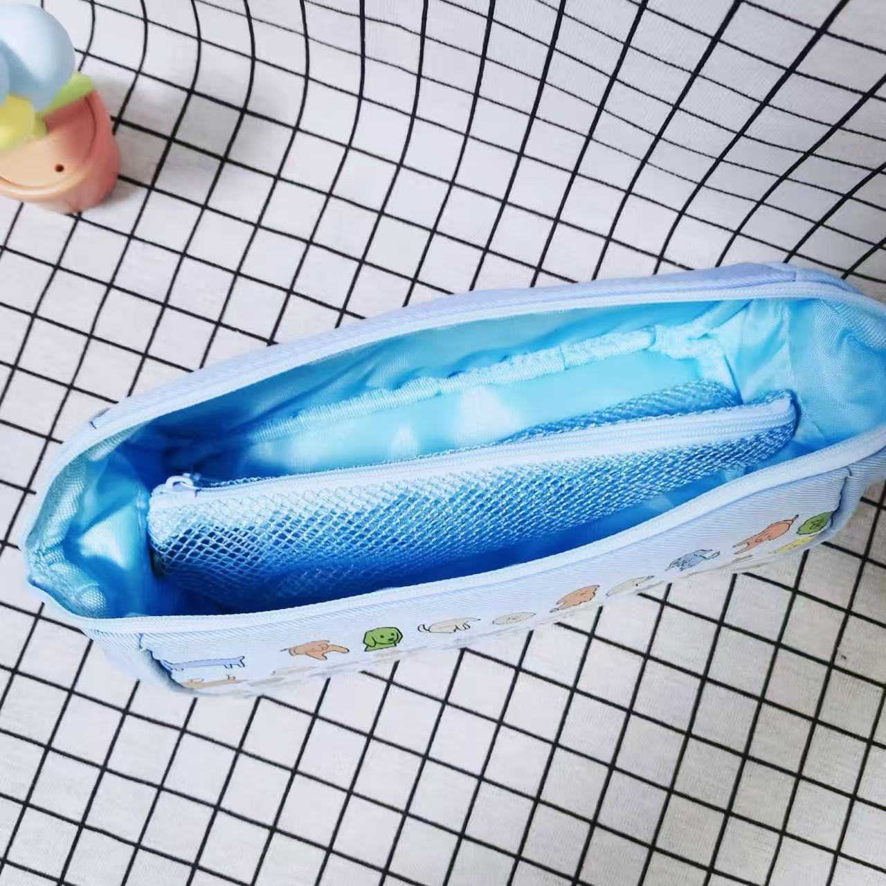 Dog Family Canvas Pencil Case 80x95x275mm with Mesh Inner Case Assorted