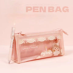 Small Mochi Large Capycity Pnecil Case 80x115x225mm with Gel Pen