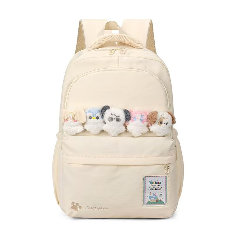 Cute Bear School Backpack 30x20x47cm Cream White