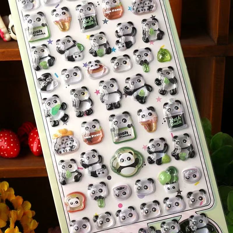 Cute 3D Epoxy Panda Stickers Assorted