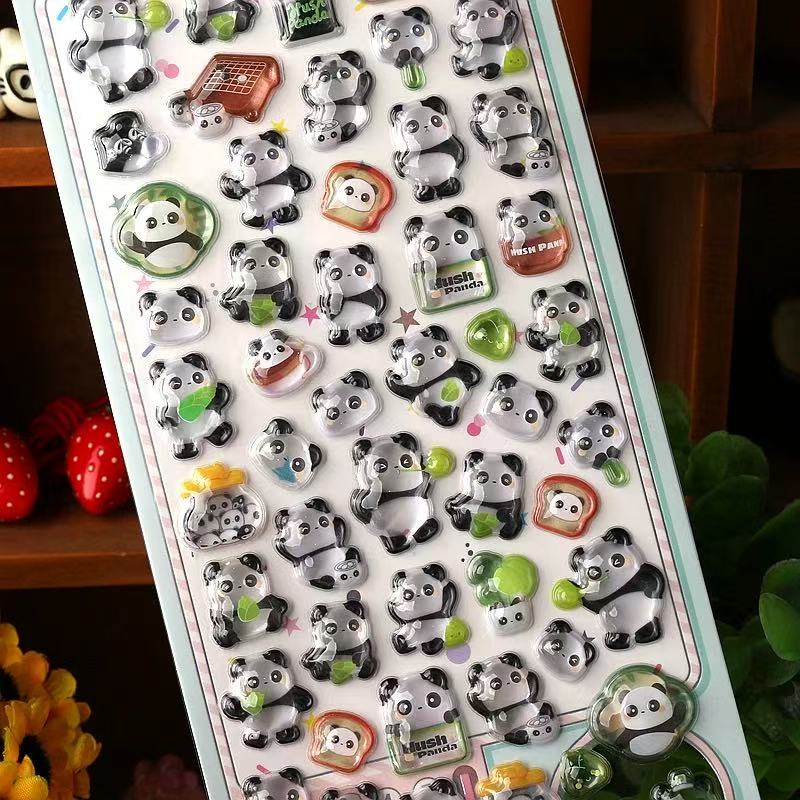 Cute 3D Epoxy Panda Stickers Assorted