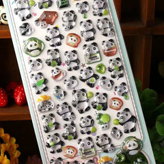 Cute 3D Epoxy Panda Stickers Assorted