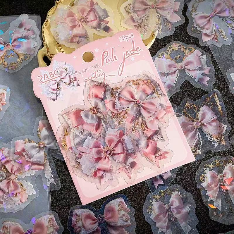 Transparent Bow Waterproof Stickers – 30pcs