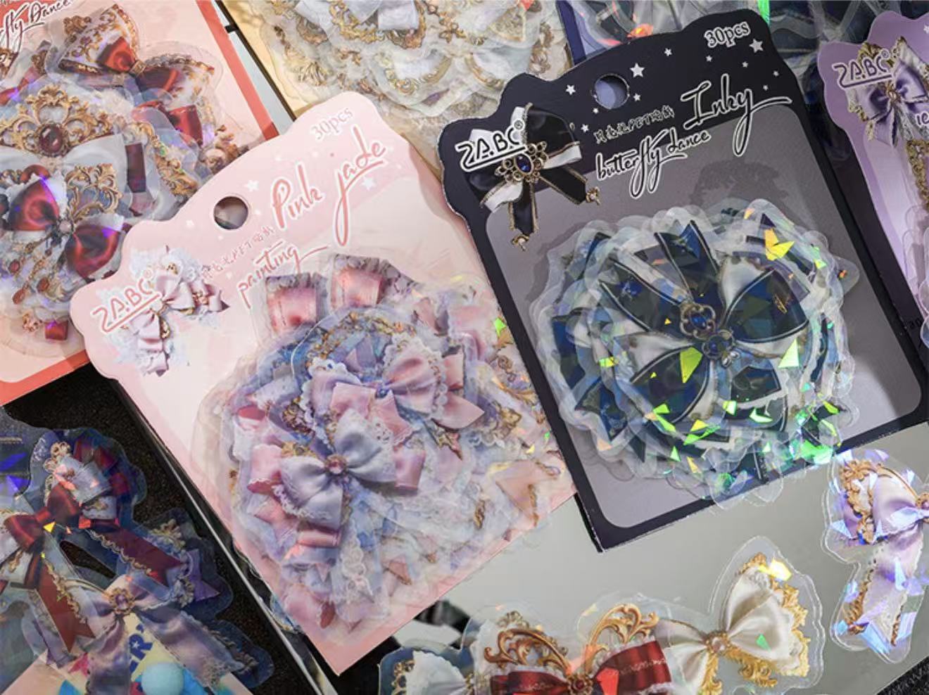 Transparent Bow Waterproof Stickers – 30pcs