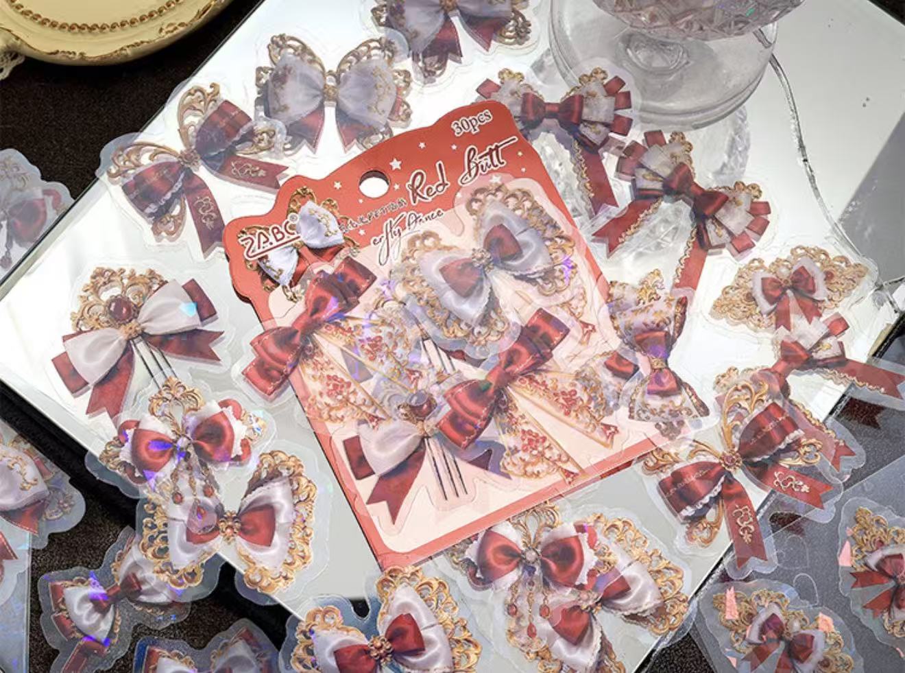 Transparent Bow Waterproof Stickers – 30pcs