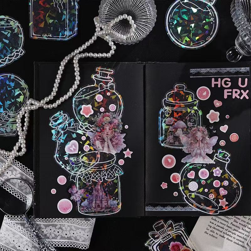 Holographic Bottle Waterproof Stickers – 10pcs