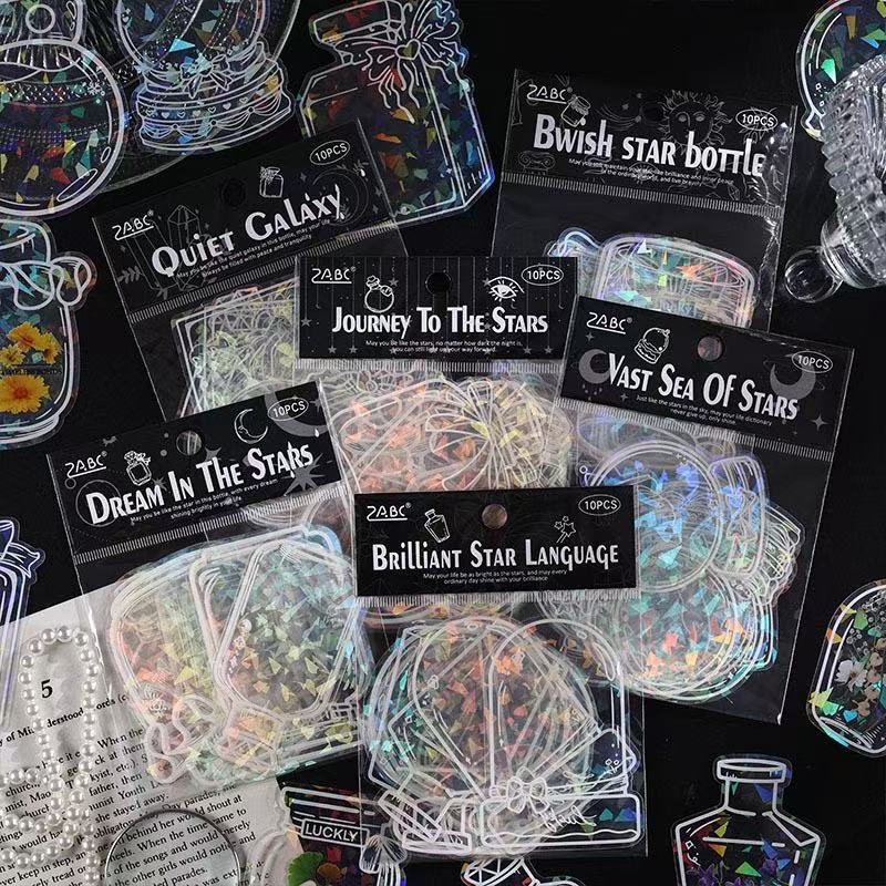 Holographic Bottle Waterproof Stickers – 10pcs