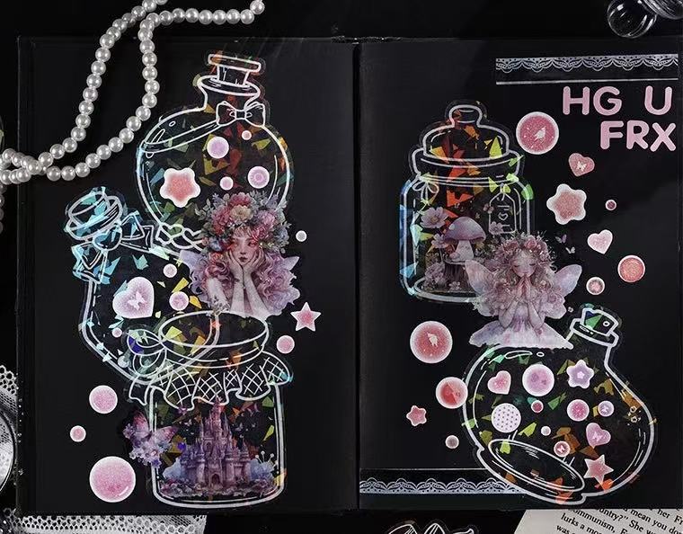 Holographic Bottle Waterproof Stickers – 10pcs