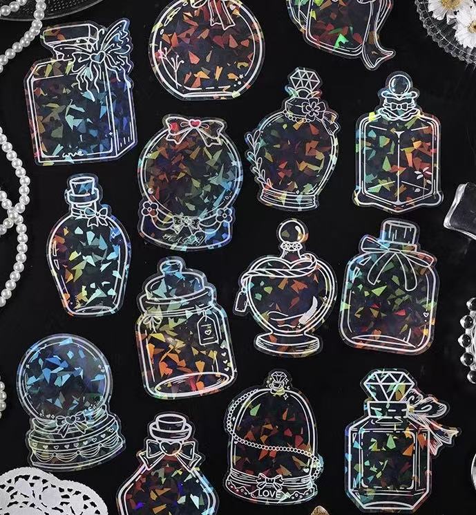 Holographic Bottle Waterproof Stickers – 10pcs