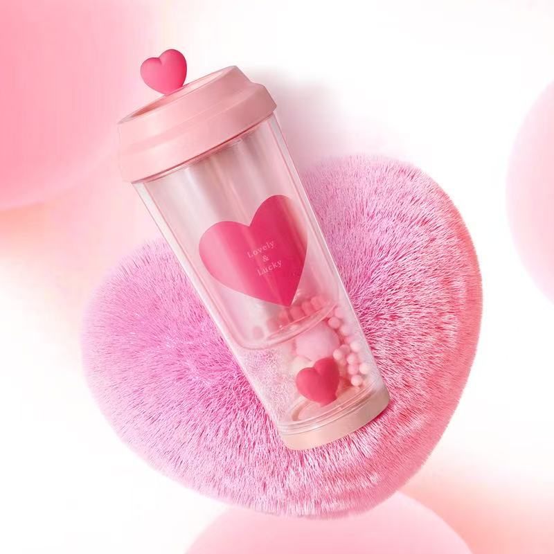 Double-Wall Love Heart Plastic Water Cup 435ml