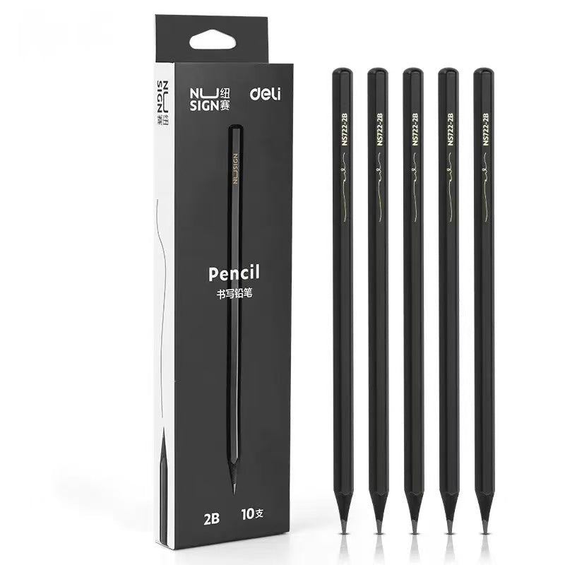 Black Wooden Writing Pencils Set of 10