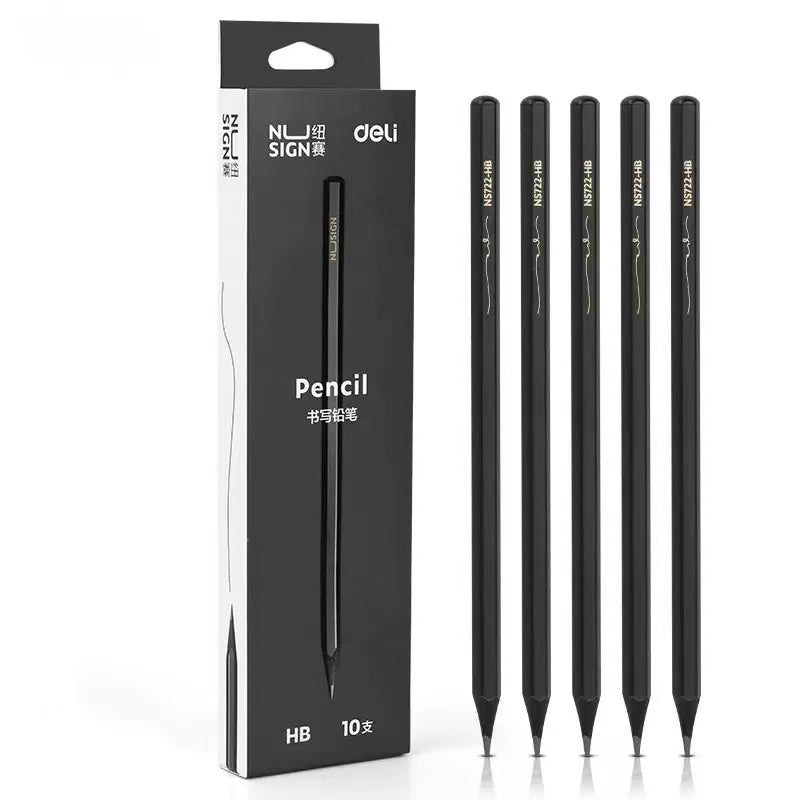 Black Wooden Writing Pencils Set of 10