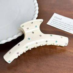 Colorful Rhinestone Acrylic Hair Claw 11.5cm Shark Clip