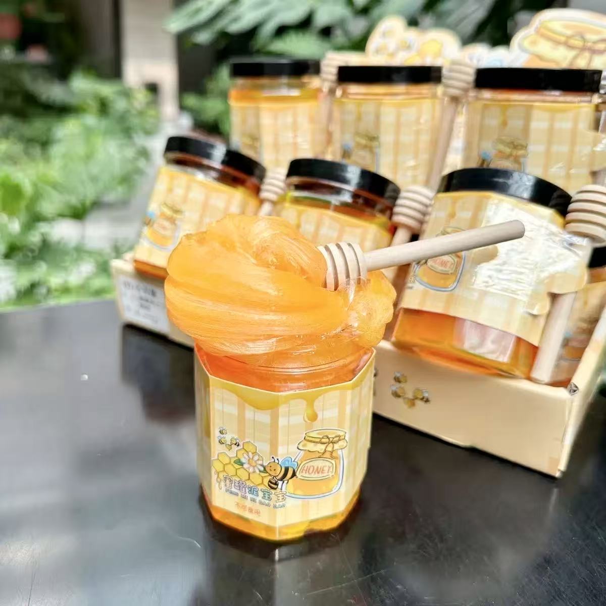 Honey Jar Slime 220g with Stir Stick & Cute Bee Toy