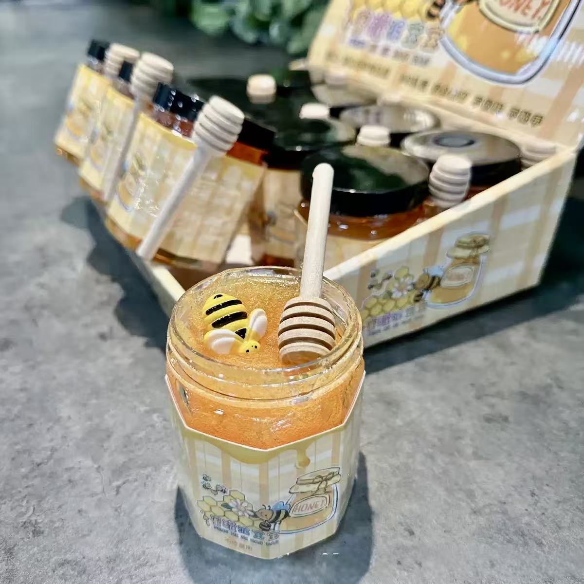 Honey Jar Slime 220g with Stir Stick & Cute Bee Toy