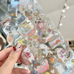 Cute Cat Resin & Foil Crystal Sticker -  Shower