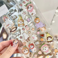 Cute Cat Resin & Foil Crystal Sticker -  Cafe Kitchen
