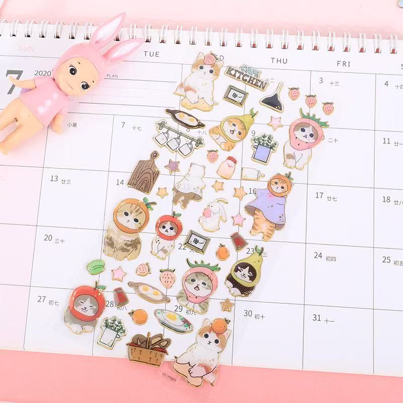 Cute Cat Resin & Foil Crystal Sticker -  Cafe Kitchen