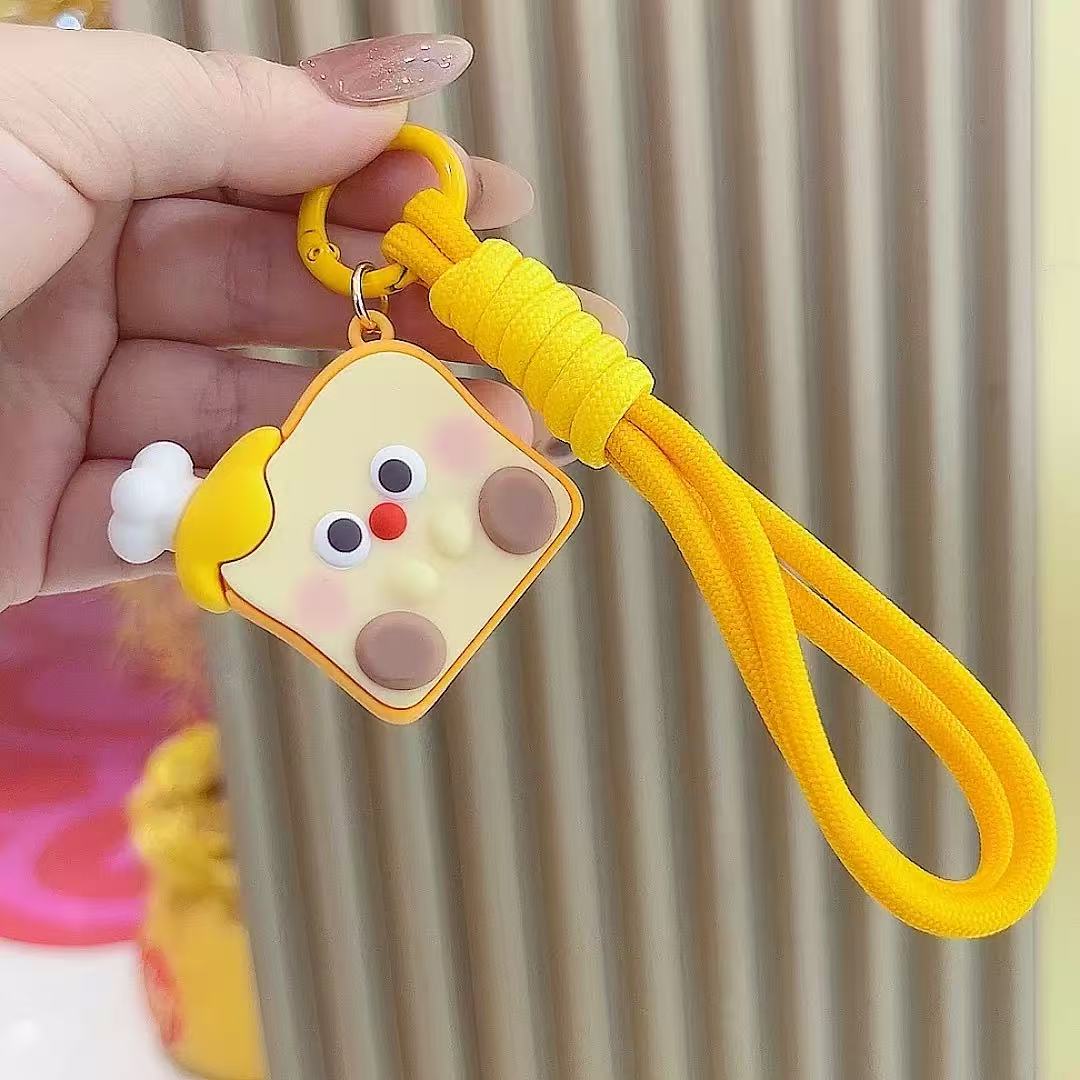 Cute Sitting Toast Keychain