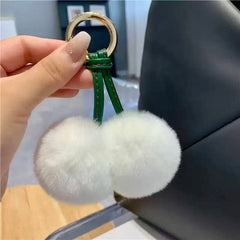 Ultra-Soft Cherry Pom Pom Keychain